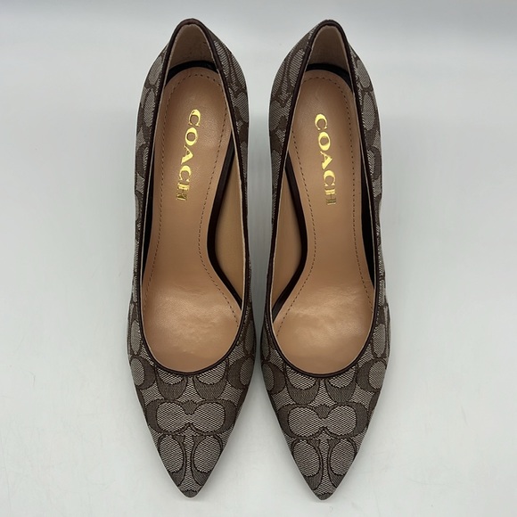 Coach Skyler Monogram Jacquard Pumps Oak Maple - Picture 6 of 16